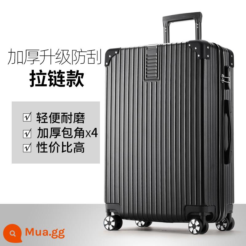 Vỏ xe đẩy bánh xe đa năng vali vali nữ mạnh mẽ và bền 20 inch lên máy bay nam mật khẩu bao da dung tích lớn - Dây kéo dày dặn chống trầy xước nâng cấp-màu đen quý phái