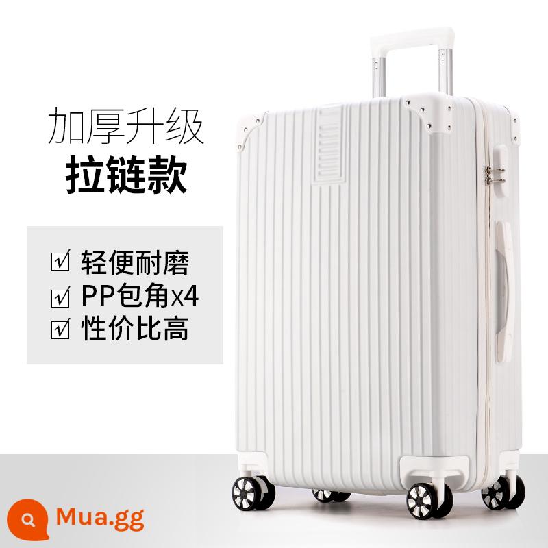 Vỏ xe đẩy bánh xe đa năng vali vali nữ mạnh mẽ và bền 20 inch lên máy bay nam mật khẩu bao da dung tích lớn - Dây kéo nâng cấp dày dặn-màu trắng