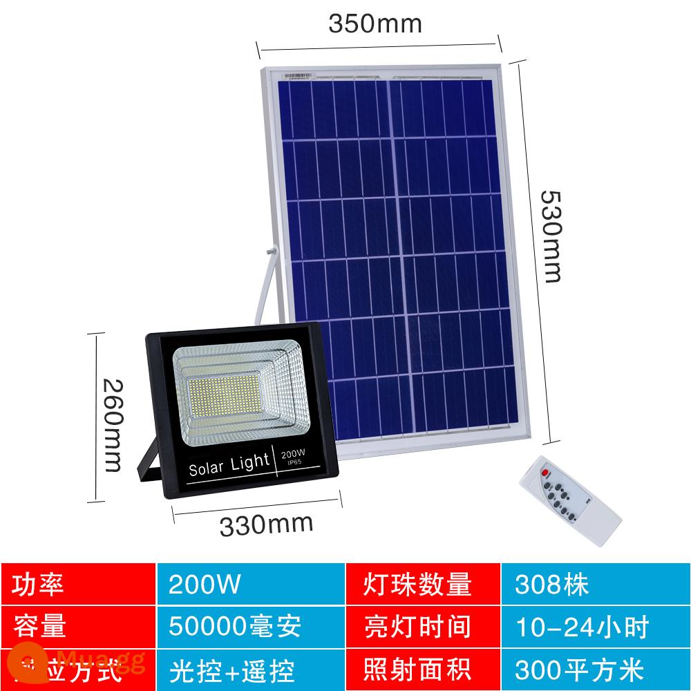 Đèn Năng Lượng Mặt Trời Ngoài Trời Đèn Sân Vườn Đèn Pha LED Chiếu Sáng Hộ Gia Đình Siêu Sáng Điều Khiển Từ Xa Nông Thôn Mới Đèn Đường 100W - Điều khiển đèn LED 200W 308 + điều khiển từ xa + chống nước [chip nhập khẩu] mô hình kỹ thuật ngang hàng tiêu chuẩn 1000W