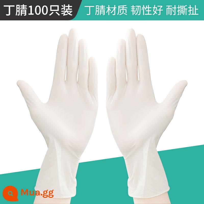 Găng tay dùng một lần latex cao su thái hạt lựu PVC dày thực phẩm bền -nhà bếp đặc biệt 100 hộ gia đình - Găng tay nitrile có độ bền cao [100 miếng]/L