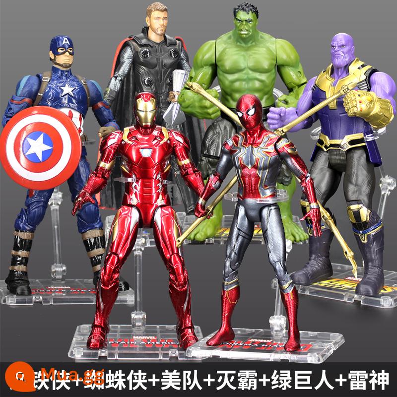 Trung Chuyển Người Sắt Marvel Avengers Mô Hình Bé Trai Vật Trang Trí Người Nhện Đồ Chơi Đội Trưởng Mỹ Hulk - Người sắt + Người nhện + Captain America + Hulk + Thanos + Thor