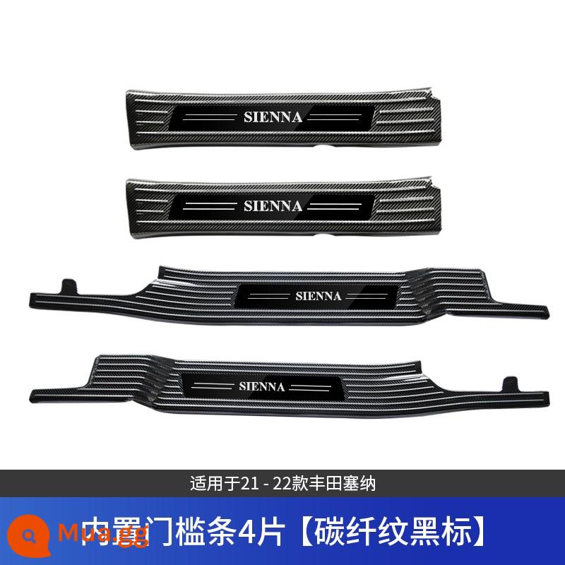 Thích hợp cho Toyota nội địa Senna sửa đổi trang trí 2022 Thanh ngưỡng cửa Senna bàn đạp chào mừng phụ kiện nội thất sản phẩm đặc biệt - Senna/Grevia 4 miếng ốp bệ cửa họa tiết sợi carbon, xe nguyên bản có đèn LED, cần thêm giá