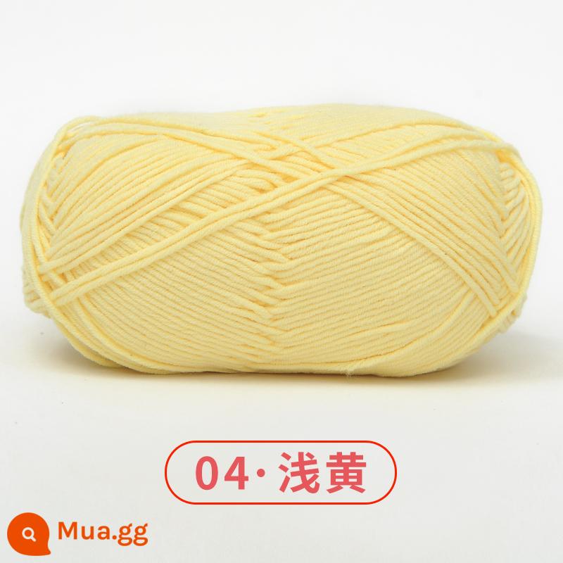 Xuefeier 5 sợi bông sữa búp bê dễ thương 5 sợi cotton chải kỹ sợi sỉ dệt tay tự làm mũ kẹp tóc - 04 màu vàng nhạt