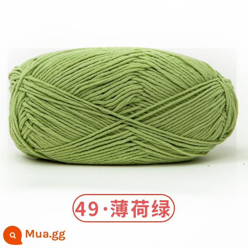 Xuefeier 5 sợi bông sữa búp bê dễ thương 5 sợi cotton chải kỹ sợi sỉ dệt tay tự làm mũ kẹp tóc - 49 xanh bạc hà