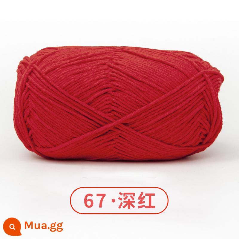 Xuefeier 5 sợi bông sữa búp bê dễ thương 5 sợi cotton chải kỹ sợi sỉ dệt tay tự làm mũ kẹp tóc - 67-Đỏ thẫm