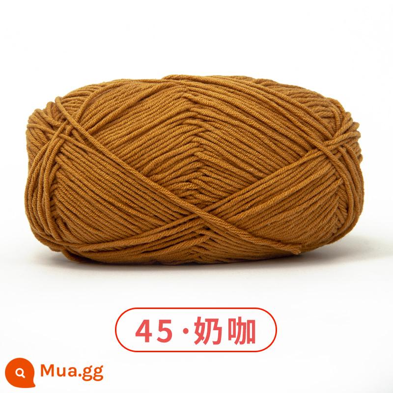 Xuefeier 5 sợi bông sữa búp bê dễ thương 5 sợi cotton chải kỹ sợi sỉ dệt tay tự làm mũ kẹp tóc - cà phê sữa 45