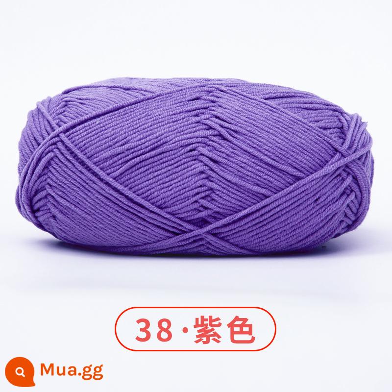 Xuefeier 5 sợi bông sữa búp bê dễ thương 5 sợi cotton chải kỹ sợi sỉ dệt tay tự làm mũ kẹp tóc - 38 màu tím