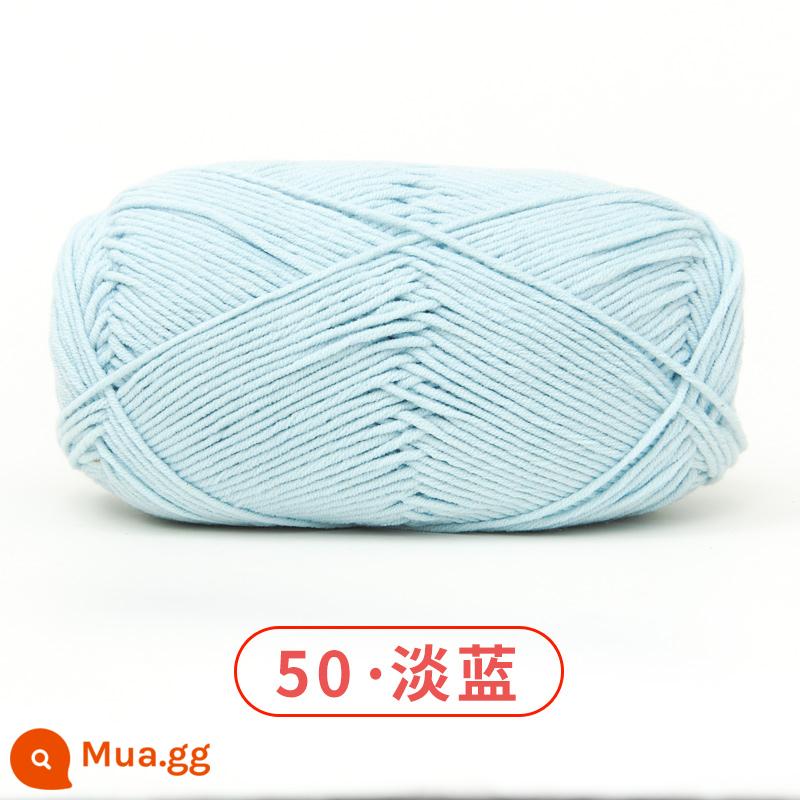 Xuefeier 5 sợi bông sữa búp bê dễ thương 5 sợi cotton chải kỹ sợi sỉ dệt tay tự làm mũ kẹp tóc - 50 xanh nhạt