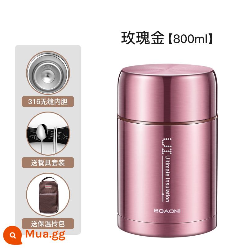 Boli Ni Cup Th thể thao Boli Ni Lar - Lớp lót liền mạch bằng thép không gỉ 316 [Rose Gold] 800ml + Túi + Bộ đồ ăn + Công thức