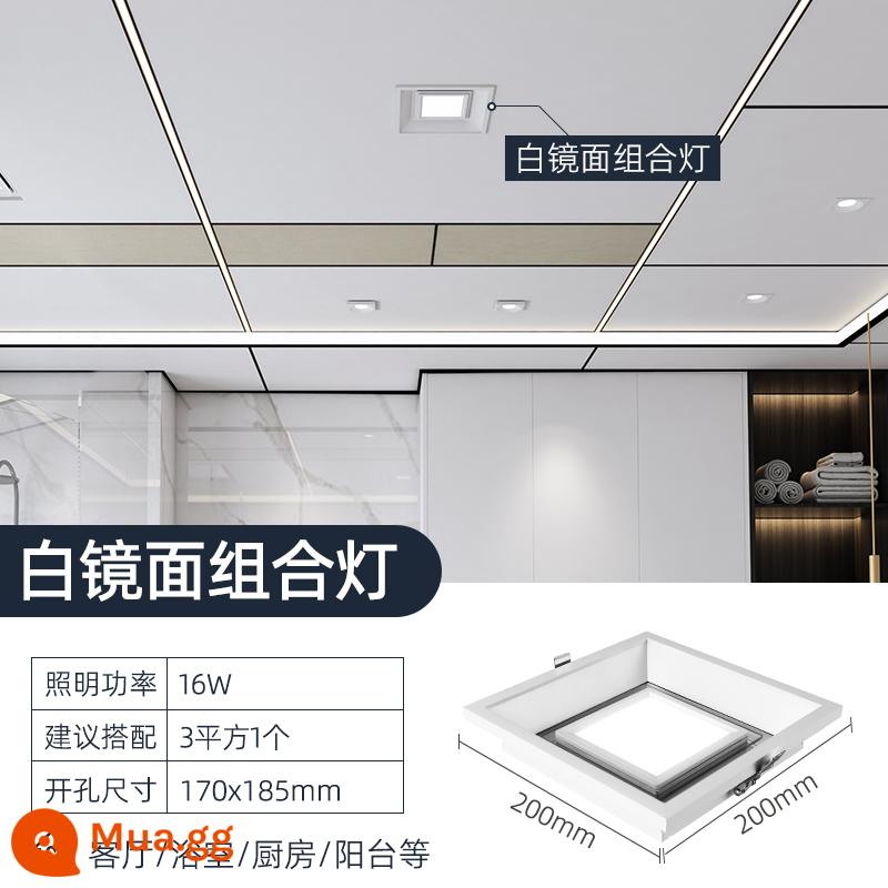 Tích hợp trần tổ ong bảng lớn led đèn đặc biệt 19x19 đèn vuông 20x20 lò xo khóa đèn ốp trần đèn - Đèn kết hợp gương trắng 200x200mm 16W [có khoan lò xo 170x185MM]