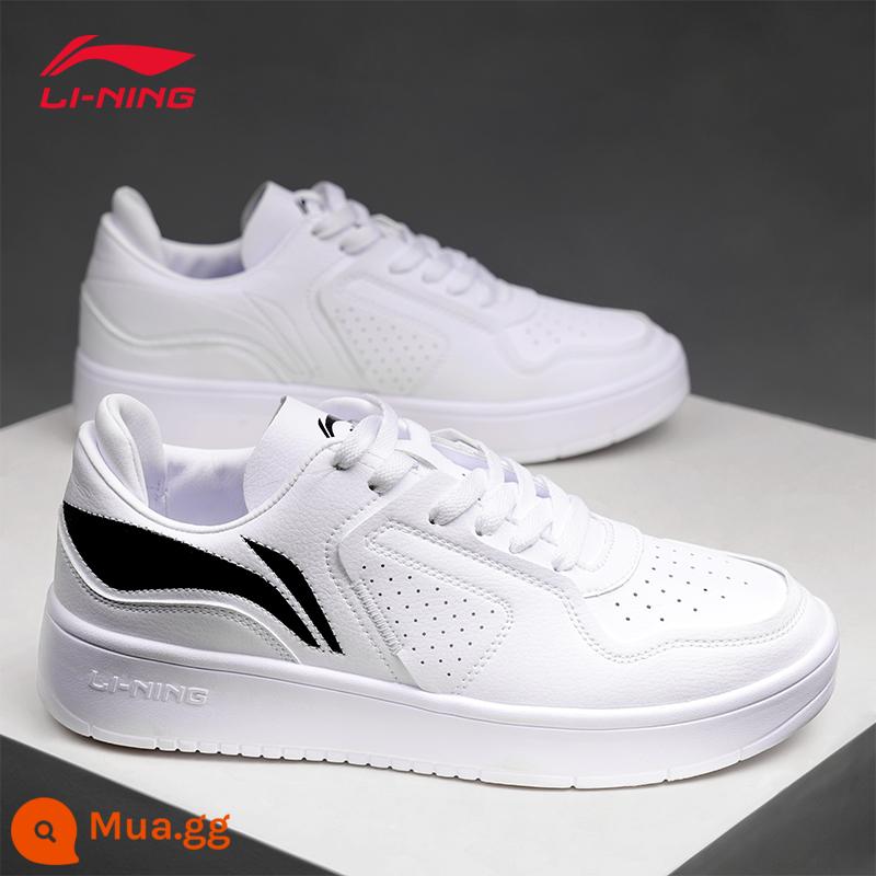 Giày sneakers nam Li Ning mùa đông 2022 giày trắng mới chính hãng cổ thấp thể thao giày trắng giày lười hợp thời trang - Giày trắng-trắng/đen cơ bản