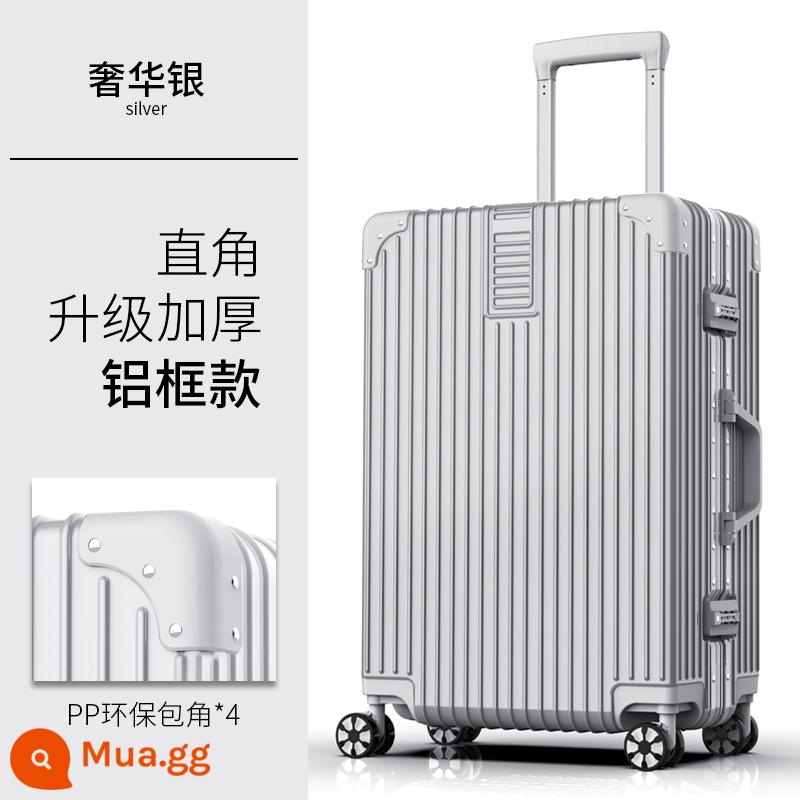 Vali nam xe đẩy sức chứa lớn 28 vali bánh xe đa năng nữ 20 bao da mật khẩu bền đẹp 24 inch - Khung nhôm dày nâng cấp góc vuông - Bạc sang trọng