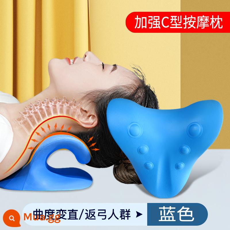 Cổ Tử Cung Gối Massage Bấm Huyệt Gối Hỗ Trợ Cổ Lực Kéo Cột Sống Phong Phú Túi Hiệu Chỉnh Vai Cổ Massage Hiện Vật - Gối massage hình chữ C nâng cao thế hệ thứ 4 [cải thiện chứng đau vai và cổ] màu xanh lam