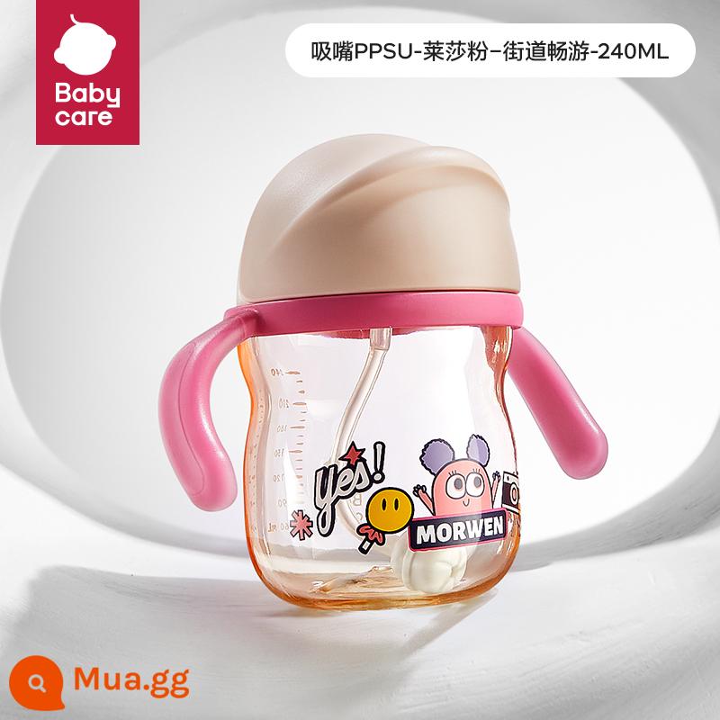 Babycare Học Tập Uống Cho Bé Cốc Nước Cho Bé Ống Hút Cốc Trẻ Em Trên 6 Tháng Mỏ Vịt Cốc Tập Uống Nước Chống Sặc - [Rơm-PPSU] Bơi đường phố hồng Lesa