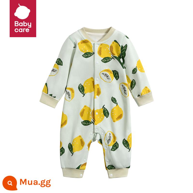 áo liền quần babycare cotton thoải mái quần áo sơ sinh mùa xuân và mùa hè áo liền quần dài tay áo liền quần cotton cho bé - [Giấc mơ chanh thành hiện thực] Bông nguyên chất màu vàng chanh (Trung tâm mở)