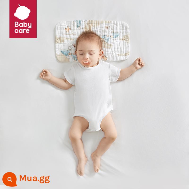 Babycare Gối sơ sinh Gối gạc kháng khuẩn cho bé Gối kháng khuẩn thoáng khí cho bé 0-6 tháng giặt máy - Gấu tên lửa Leeson-40*20cm