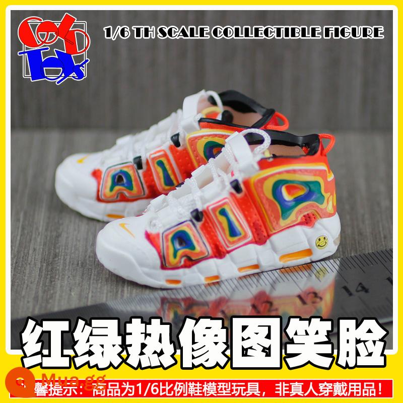 Hợp thời trang Handmade Sneakers Model Stereo Model Mini Shoes Pippen Series Trang trí quà tặng [Mẫu Zhongshan] - Hình ảnh nhiệt màu đỏ và xanh lá cây mặt cười [cặp]