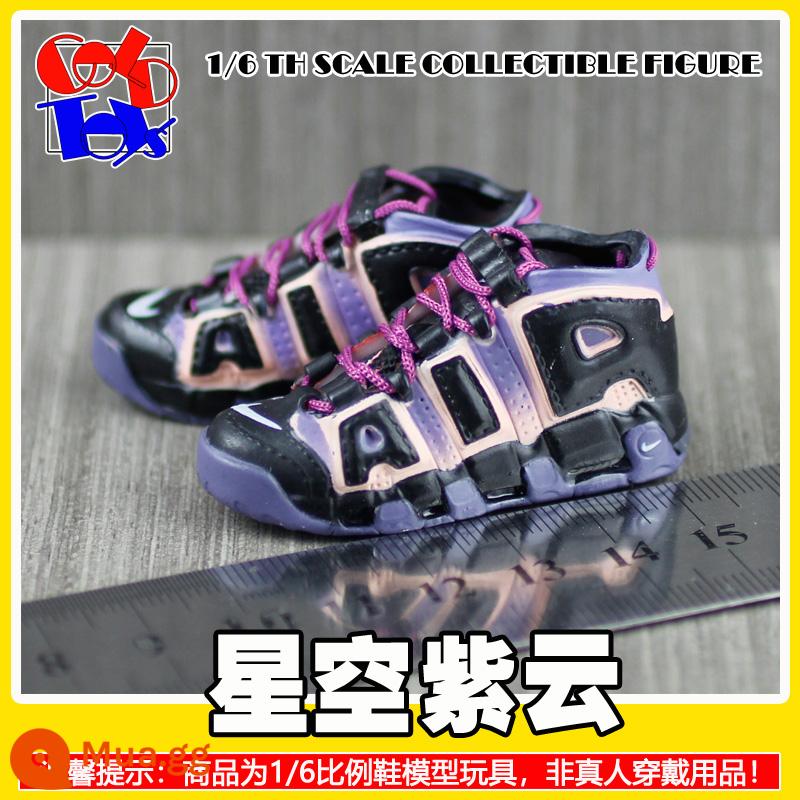 Hợp thời trang Handmade Sneakers Model Stereo Model Mini Shoes Pippen Series Trang trí quà tặng [Mẫu Zhongshan] - Bầu trời đầy sao và mây tím[cặp]