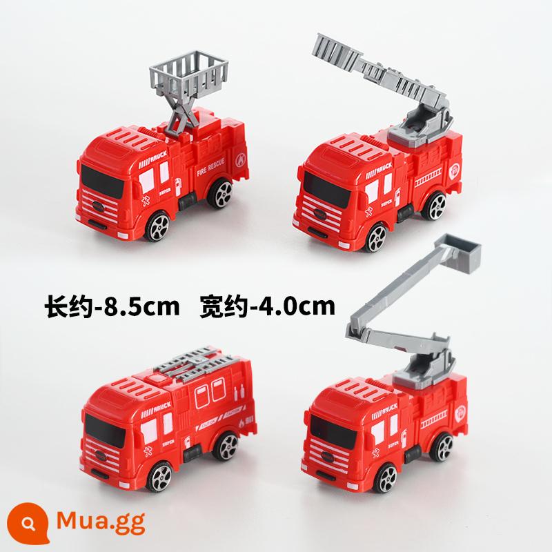 Máy xúc Trang trí bánh Máy xúc Máy ủi Sinh nhật cậu bé Kỹ thuật Xe Roadblock Plug-in Đào Monster Hand Ornament - Xe cứu hỏa nhỏ 4 cái 2 bộ