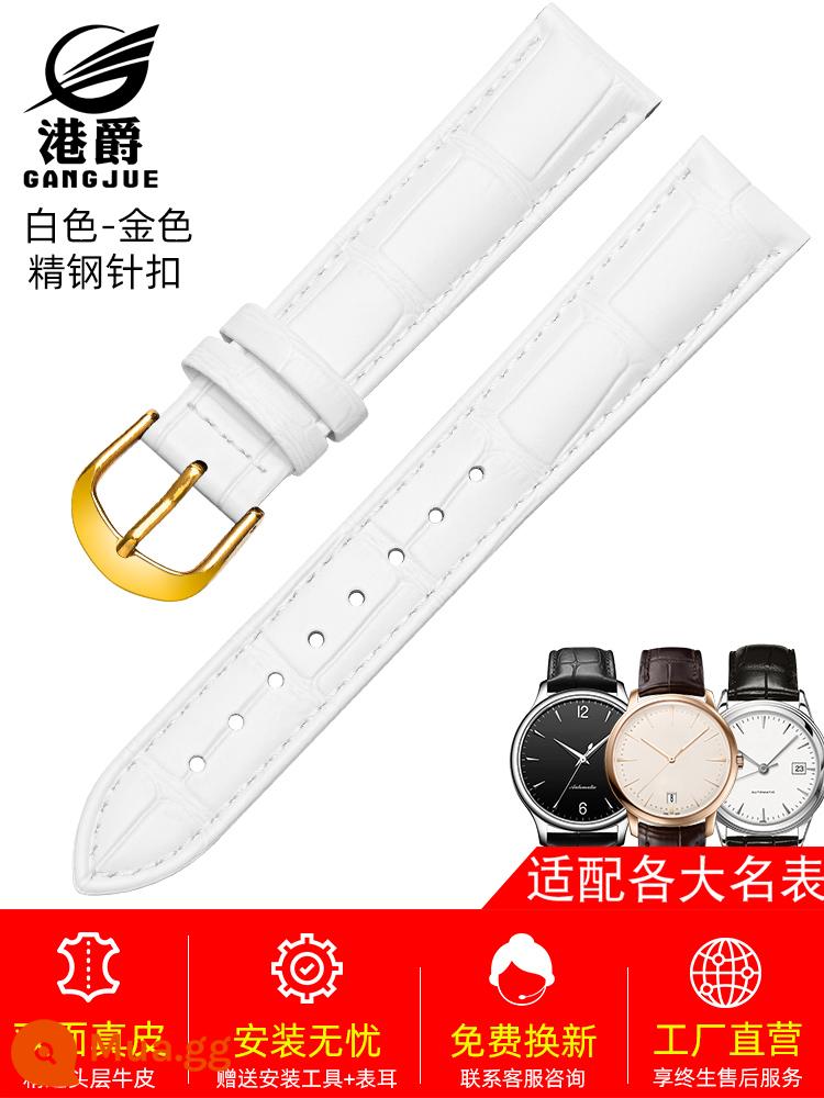 Dây đồng hồ Gangjue nữ dây da khóa bướm phù hợp với CASIO Longines Tissot dw Mido dây da bò nam - Khóa chốt vàng trắng★Tặng kèm bảo hiểm vận chuyển + dụng cụ tháo lắp + bảo hành 180 ngày