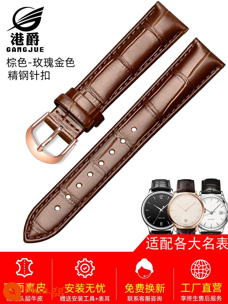 Dây đồng hồ Gangjue nữ dây da khóa bướm phù hợp với CASIO Longines Tissot dw Mido dây da bò nam - Khóa chốt vàng hồng nâu★Đi kèm bảo hiểm vận chuyển + dụng cụ tháo lắp + bảo hành 180 ngày