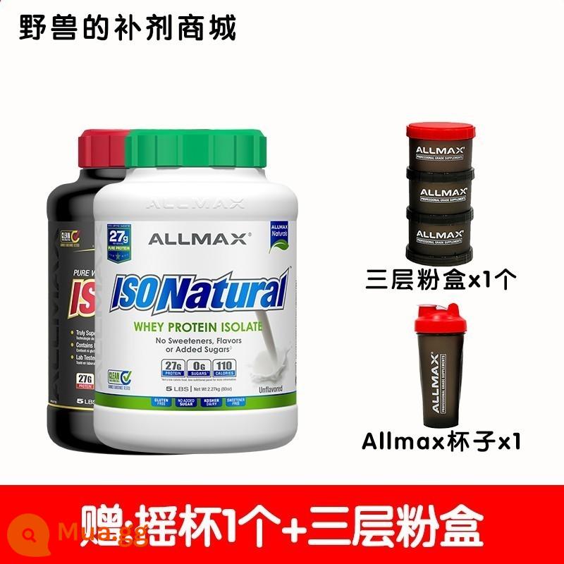 ALLMAX bột whey protein cô lập ISOFLEX bột thể dục xây dựng cơ bắp whey không đường whey protein bột 5 lbs - Tặng kèm: Hộp phấn 3 lớp + Cốc lắc Allmax