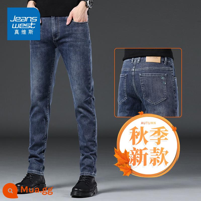 Jeanswest Mùa Hè Quần Jean Mỏng Nam Mỏng Thẳng Triều Thương Hiệu Quần Nam Mùa Hè Băng Lụa Dài Quần Nam - 9019H màu xanh đậm [mẫu dày không có nhung]