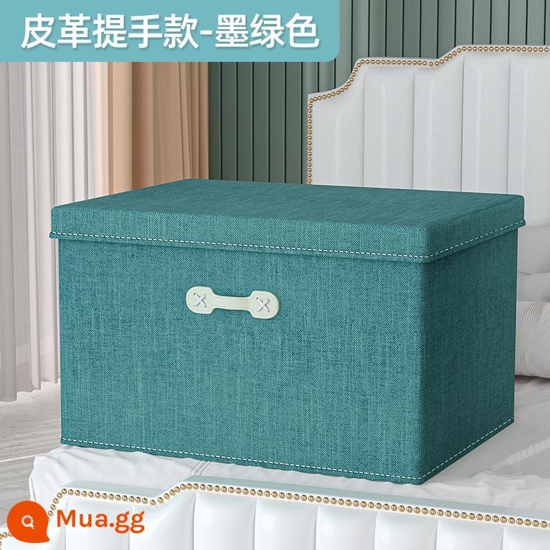 Vải lanh cotton làm dày hộp bảo quản quần áo hộ gia đình vải lớn tủ quần áo hộp chần quần áo giỏ đựng đồ hoàn thiện túi hiện vật - senhui xanh