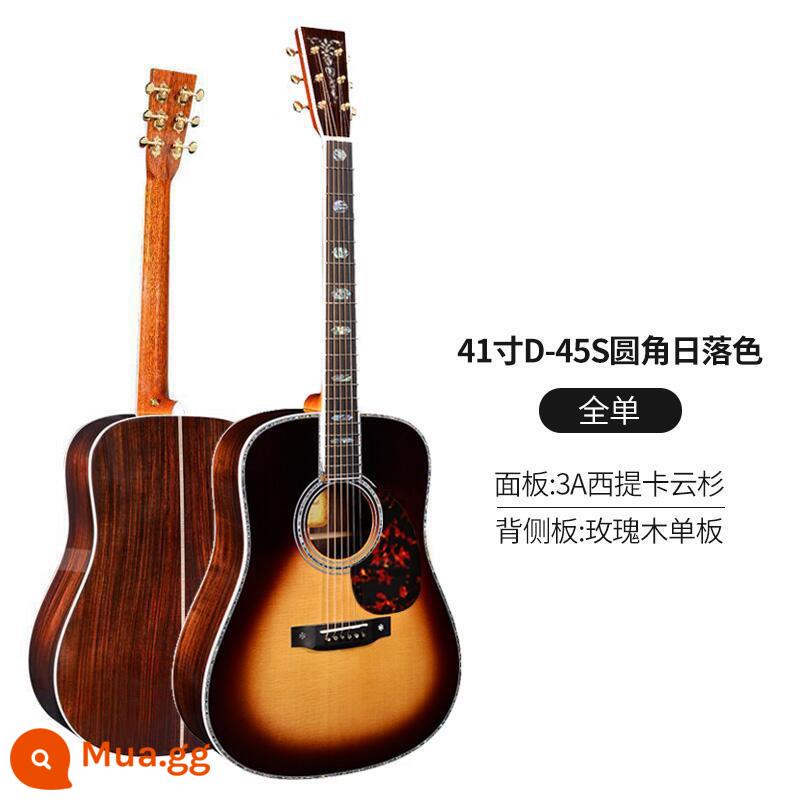 Chuyên nghiệp hơn cao cấp Watson thủ công full veneer đàn guitar veneer dân gian hộp điện đàn guitar acoustic 41 inch 40 inch fingerstyle - 41 inch D-45S bo tròn góc màu hoàng hôn