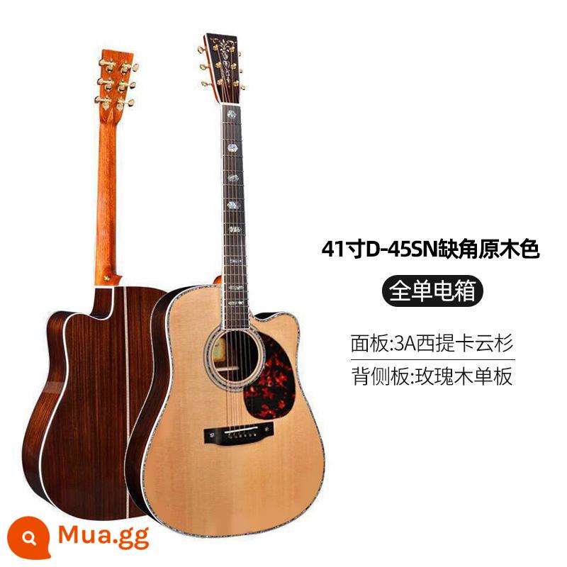 Chuyên nghiệp hơn cao cấp Watson thủ công full veneer đàn guitar veneer dân gian hộp điện đàn guitar acoustic 41 inch 40 inch fingerstyle - Hộp điện màu gỗ sứt mẻ D-45SN 41 inch