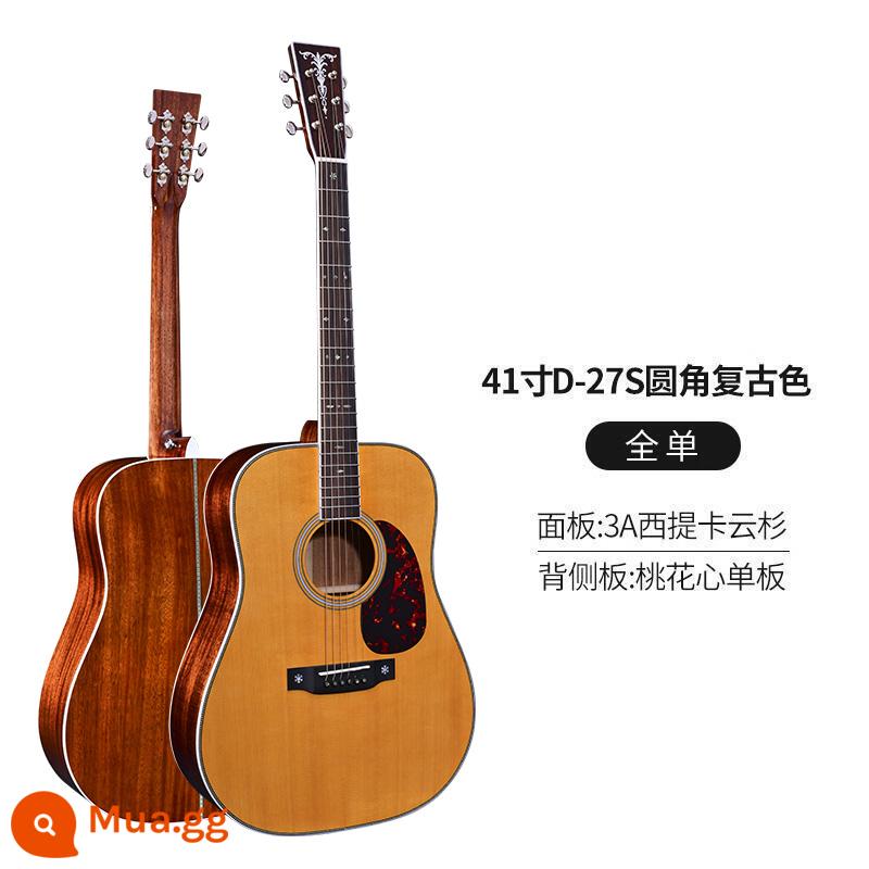 Chuyên nghiệp hơn cao cấp Watson thủ công full veneer đàn guitar veneer dân gian hộp điện đàn guitar acoustic 41 inch 40 inch fingerstyle - 41 inch D-27S bo tròn góc màu retro