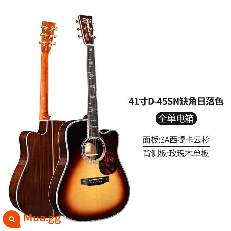 Chuyên nghiệp hơn cao cấp Watson thủ công full veneer đàn guitar veneer dân gian hộp điện đàn guitar acoustic 41 inch 40 inch fingerstyle - Hộp điện màu hoàng hôn góc khía 41 inch D-45SN