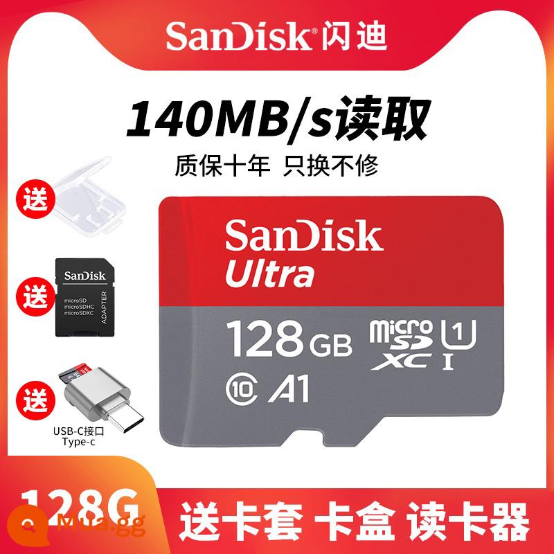 Thẻ nhớ SanDisk64g lái xe đầu ghi lưu trữ tốc độ cao sd điện thoại di động thẻ tf ống kính chụp ảnh giám sát 128g xe hơi - Thẻ tốc độ cao U1[SanDisk] 128G/ống đựng thẻ SD miễn phí + đầu đọc thẻ TYPEC