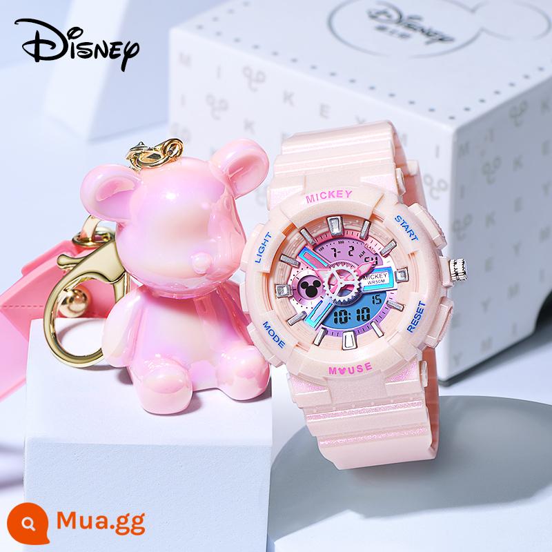 Đồng hồ Disney nữ học sinh THCS nữ sinh THPT 2022 đồng hồ điện tử trẻ em liên doanh mới bé gái - Bột ngọc trai + móc khóa gấu