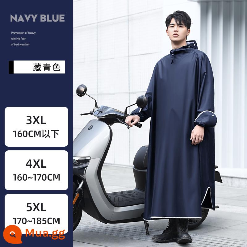 Xe máy điện một mảnh áo mưa một mảnh áo mưa nam phiên bản dài toàn thân áo mưa poncho nữ - 3XL-Xanh hải quân [Siêu chống nước + Vỏ bọc chân to + Bảo hành ba năm]