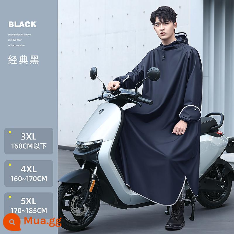 Xe máy điện một mảnh áo mưa một mảnh áo mưa nam phiên bản dài toàn thân áo mưa poncho nữ - 5XL-Classic Black [Siêu chống thấm nước + Vỏ bọc chân mở rộng + Bảo hành ba năm]