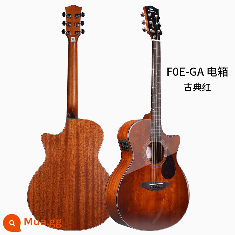 Kama Single F0 Dân gian Guitar Kepma Fing - Hộp điện màu đỏ cổ điển F0E-GA