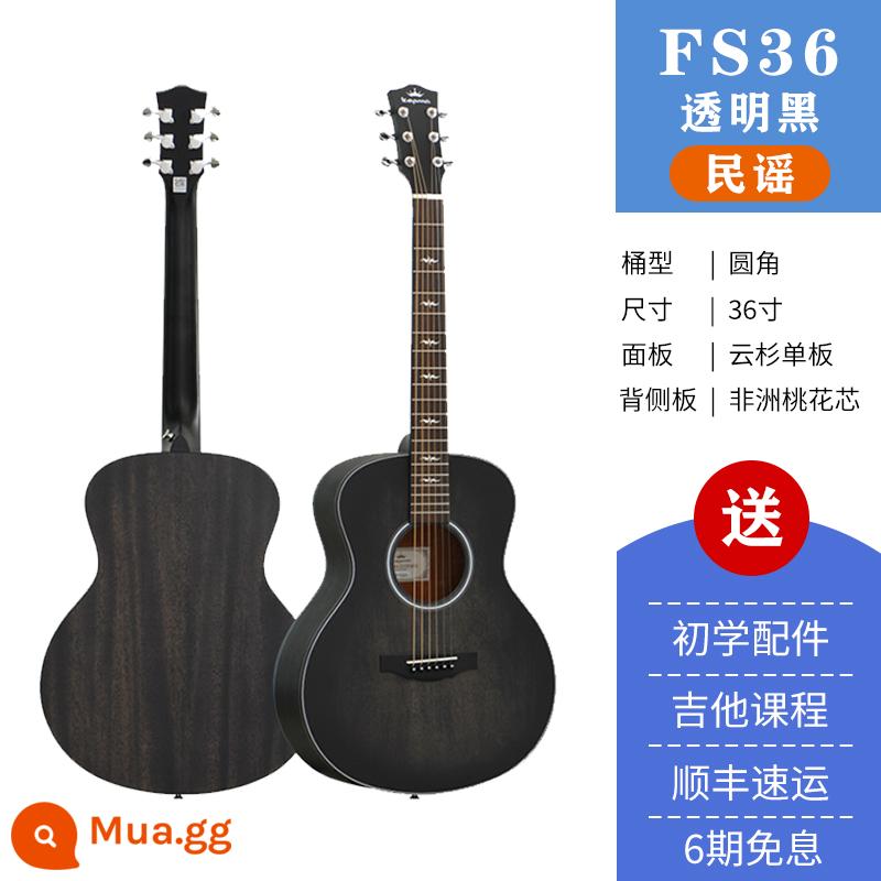 Kepma FS36 đĩa đơn đàn guitar Fingerstyle hát 36 inch hộp điện du lịch mới bắt đầu dân gian đàn guitar acoustic - FS36 Màu đen mờ trong suốt dân gian