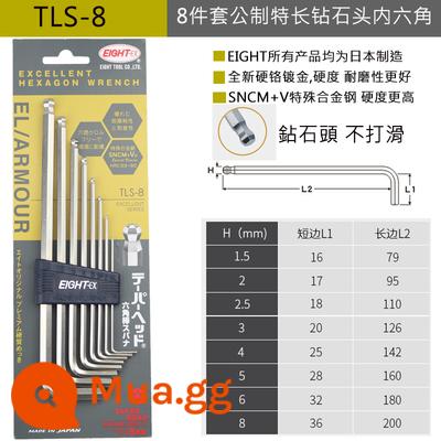 Nhật Bản nhập khẩu TÁM Bailey cờ lê lục giác bên trong 8 thương hiệu đặt góc chính số liệu TTR TLS-9 TS BHS - Đầu kim cương TLS-8 dài đặc biệt 1,5-8mm