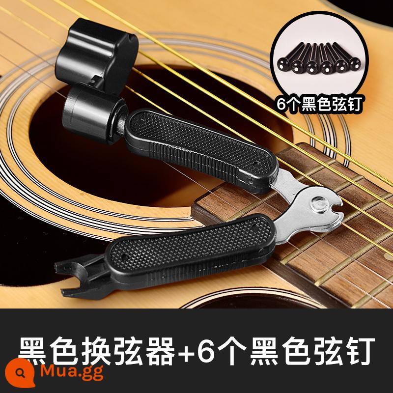 Guitar stringer Kìm cắt dây quanh co Dụng cụ thay dây đàn guitar 3 trong 1 dân gian acoustic guitar taper côn - Bộ đổi dây màu đen + 6 chốt dây màu đen