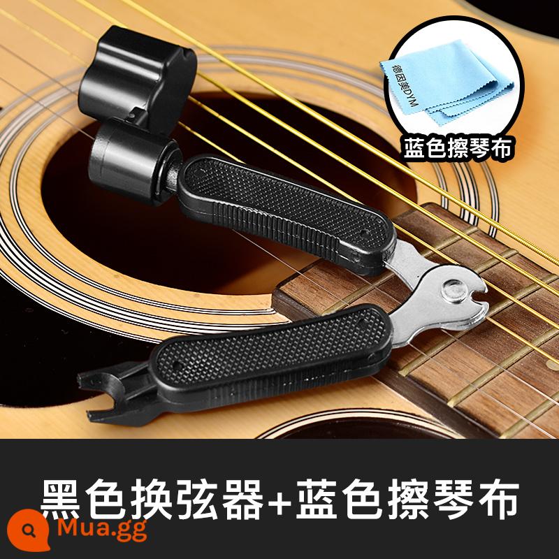 Guitar stringer Kìm cắt dây quanh co Dụng cụ thay dây đàn guitar 3 trong 1 dân gian acoustic guitar taper côn - Bộ đổi dây màu đen + vải lau đàn piano màu xanh