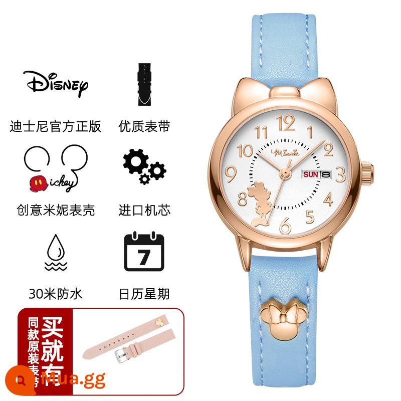 Đồng hồ Disney nữ học sinh cấp 2 2022 cô gái mới học sinh tiểu học đồng hồ điện tử chống nước nữ trung học cơ sở - Màu xanh muối biển [Lịch ngày trong tuần] (có dây đeo)