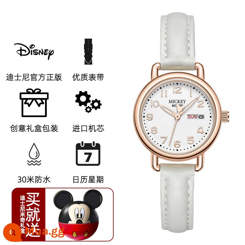 Đồng hồ Disney nữ học sinh cấp 2 nữ sinh cấp 2 2022 học sinh mới học sinh cấp 2 nữ chống nước đơn giản - Bệnh bạch cầu chữ vàng [Hộp quà Mickey]