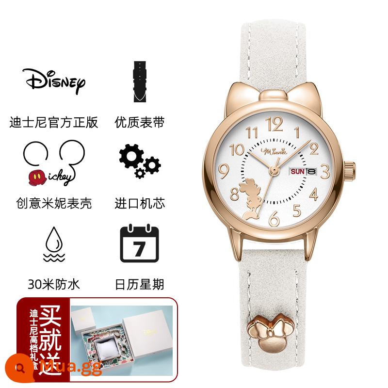 Đồng hồ Disney nữ học sinh cấp 2 2022 cô gái mới học sinh tiểu học đồng hồ điện tử chống nước nữ trung học cơ sở - Mũ Trắng Xám [Lịch Ngày Trong Tuần] (Hộp Quà)