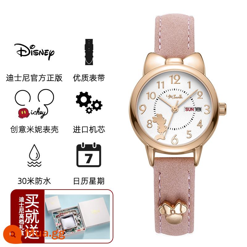 Đồng hồ Disney nữ học sinh cấp 2 2022 cô gái mới học sinh tiểu học đồng hồ điện tử chống nước nữ trung học cơ sở - Hồng San Hô [Lịch Ngày Trong Tuần] (Hộp Quà)