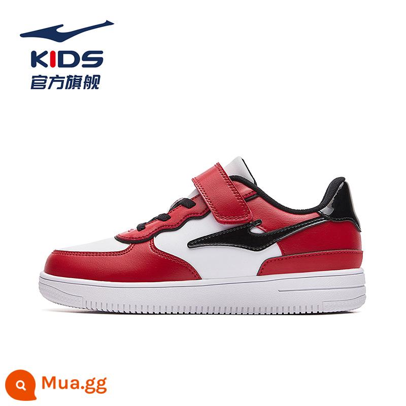 Giày Trẻ Em Hongxing Erke Giày Trắng Bé Gái Mùa Hè 2023 Lưới Thoáng Khí Giày Sneaker Bé Trai Cổ Thấp Giày Sneaker Trẻ Em - Big Red/True Black 202 [Leather Boy]