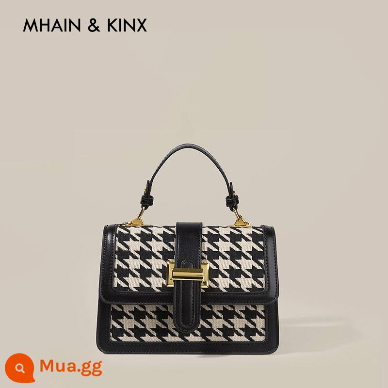 MHAIN KINX cao cấp houndstooth túi vuông nhỏ 2022 túi xách nữ mới mùa thu đông túi xách túi xách - Khaki