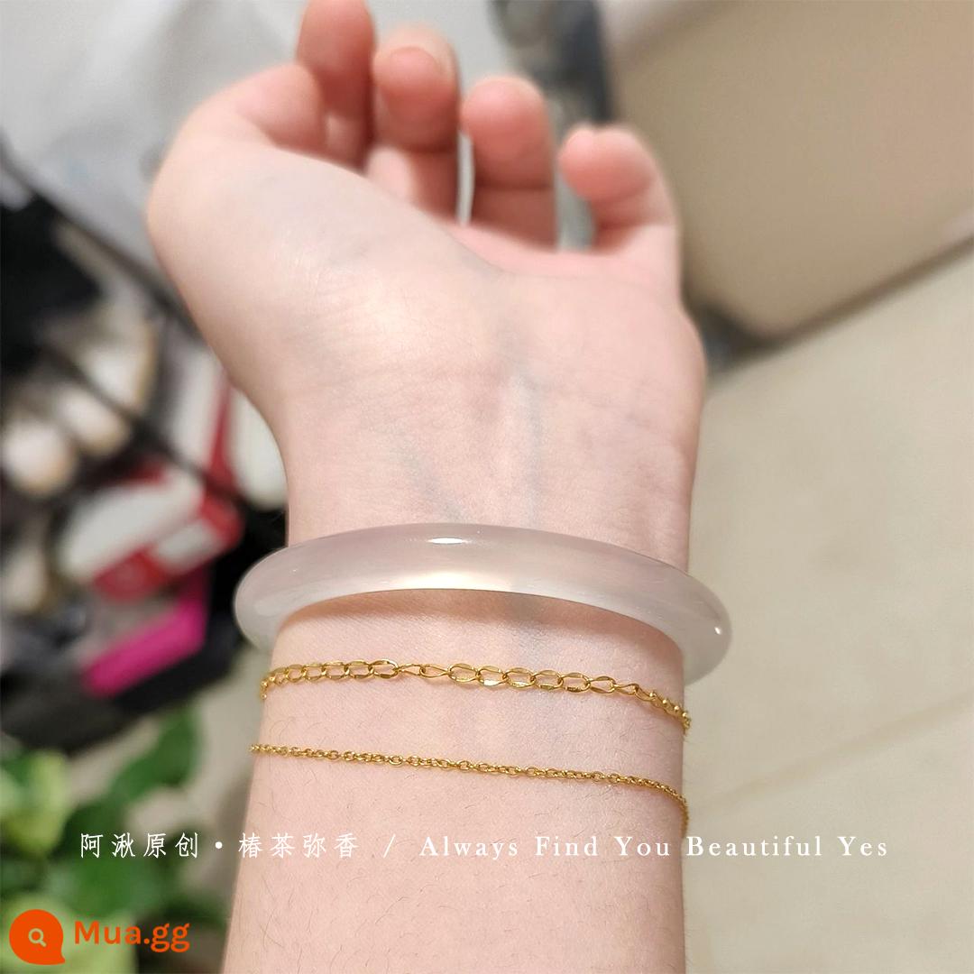 Loài băng nổi hoa trắng chalcedony vòng tay ánh trăng vòng tay ngọc mã não cô gái trẻ ngọc lục bảo vải thiều đông lạnh qua Tanabata - Mã Não Tròn Mỏng 53-54 [Giấy Chứng Nhận + Hộp Quà Tặng]