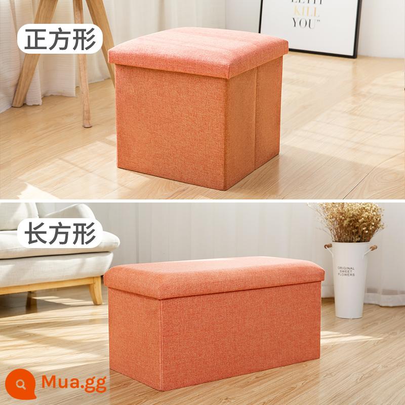 Lưu trữ phân lưu trữ phân có thể ngồi người lớn sofa phân nhỏ nhà ghế hình chữ nhật hộp lưu trữ hiện vật thay đổi phân - Phong cách đơn giản - màu cam