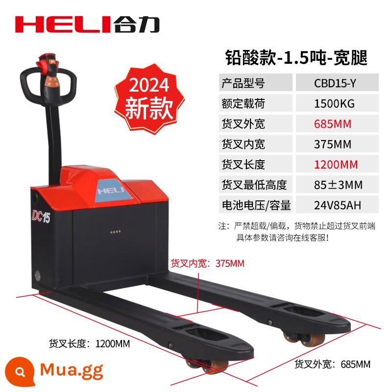 Xe nâng điện Heli Xe tải 1,5 tấn Pallet gia súc 2 tấn bốc dỡ thủy lực nâng tự động xe nâng lithium-ion - Heli 2024 phuộc axit chì 1,5 tấn chạy hoàn toàn bằng điện mới có chiều rộng 685 CBD15-Y